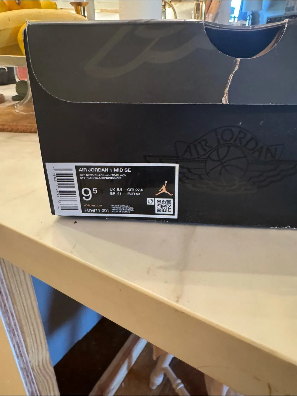 Nike Air Jordan 1 Mid SE Off Noir Black White Size 9.5 Men’s